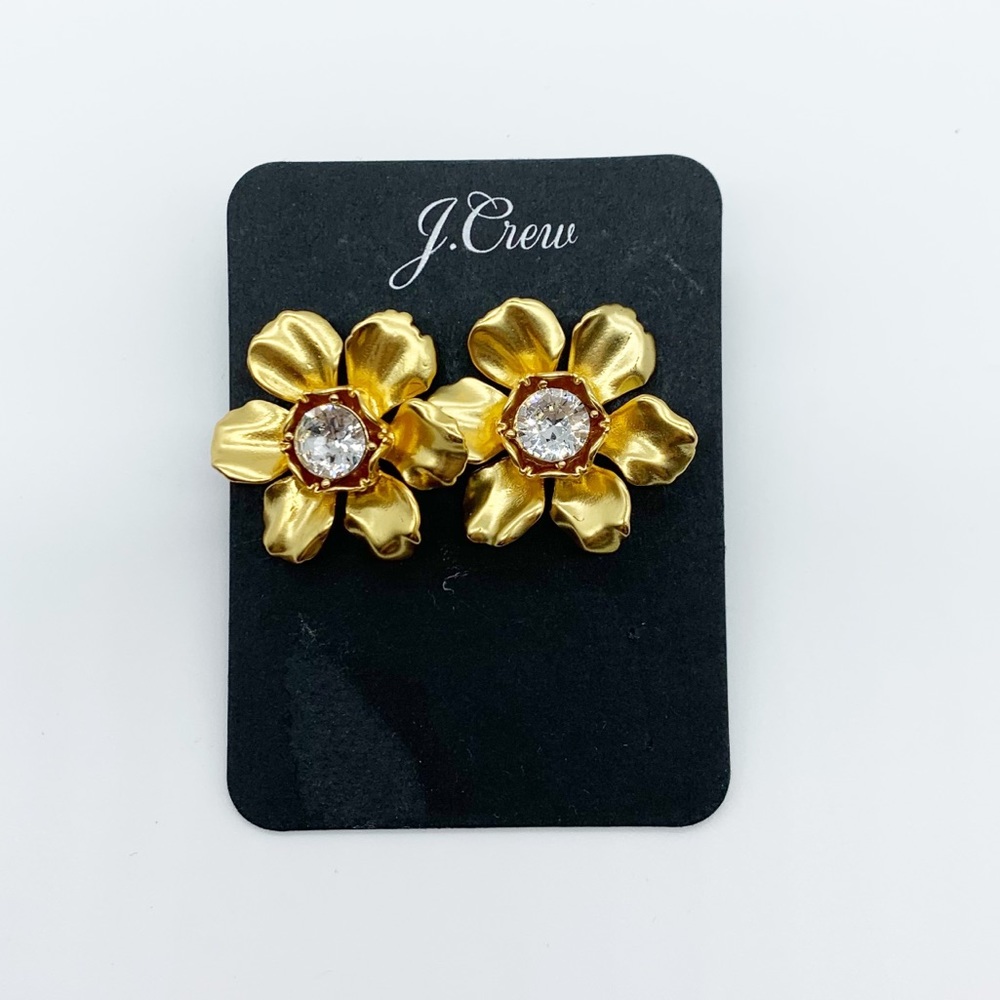 J. Crew Crystal Floral Stud Earrings - Picture 2 of 7